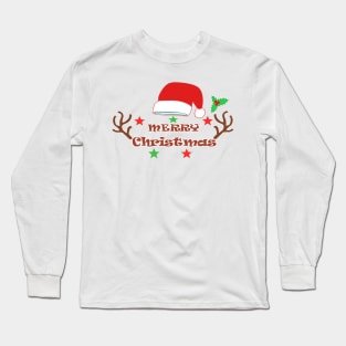 Merry Christmas Santa Hat Reindeer berry Long Sleeve T-Shirt